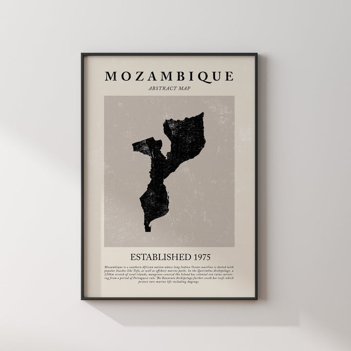 Mozambique Map Vintage Abstract Wall Art Print Picasso + Matisse Inspired Travel Poster