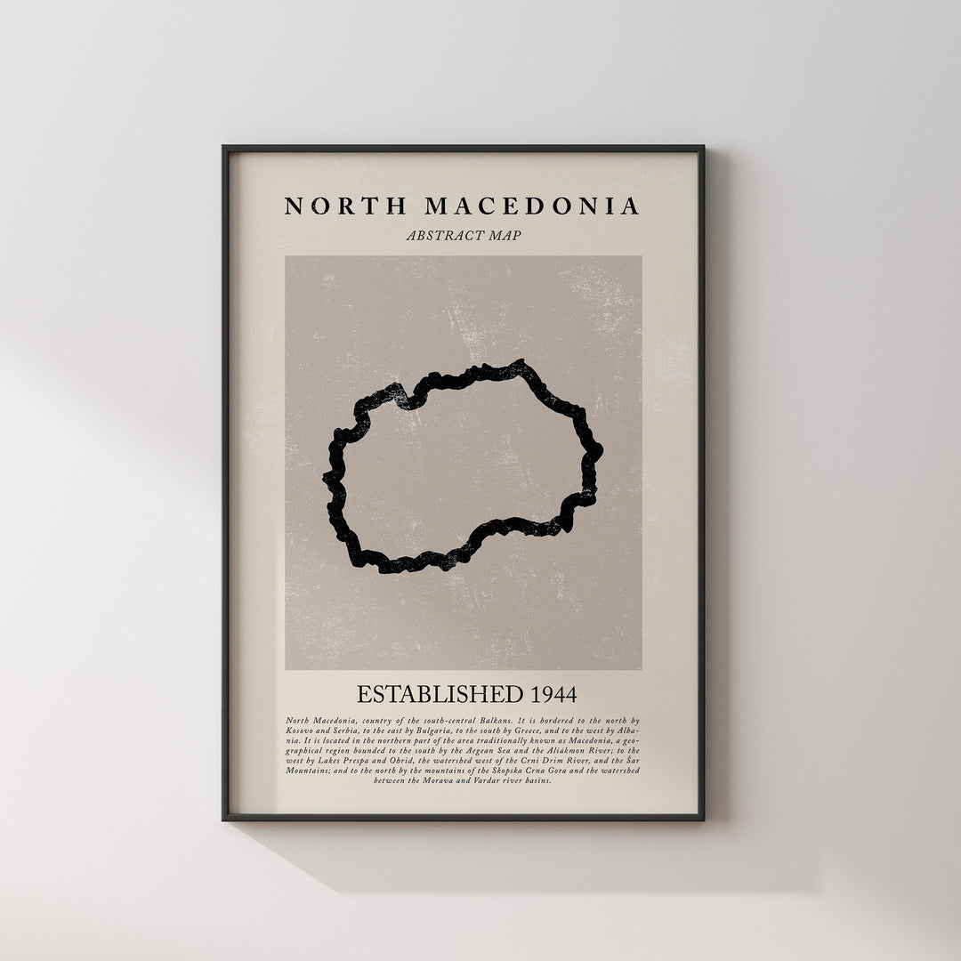 North Macedonia Map Vintage Abstract Wall Art Print Picasso + Matisse Inspired Travel Poster