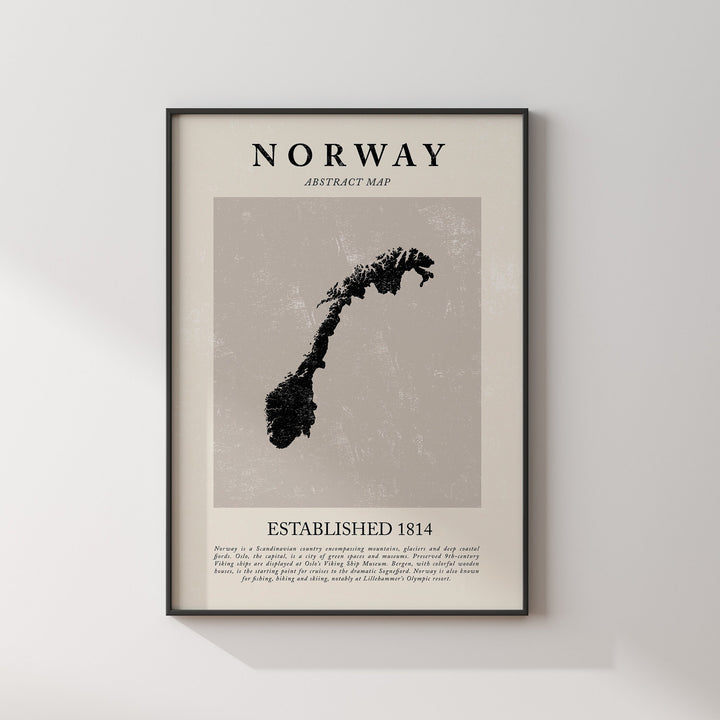 Norway Map Vintage Abstract Wall Art Print Picasso + Matisse Inspired Travel Poster
