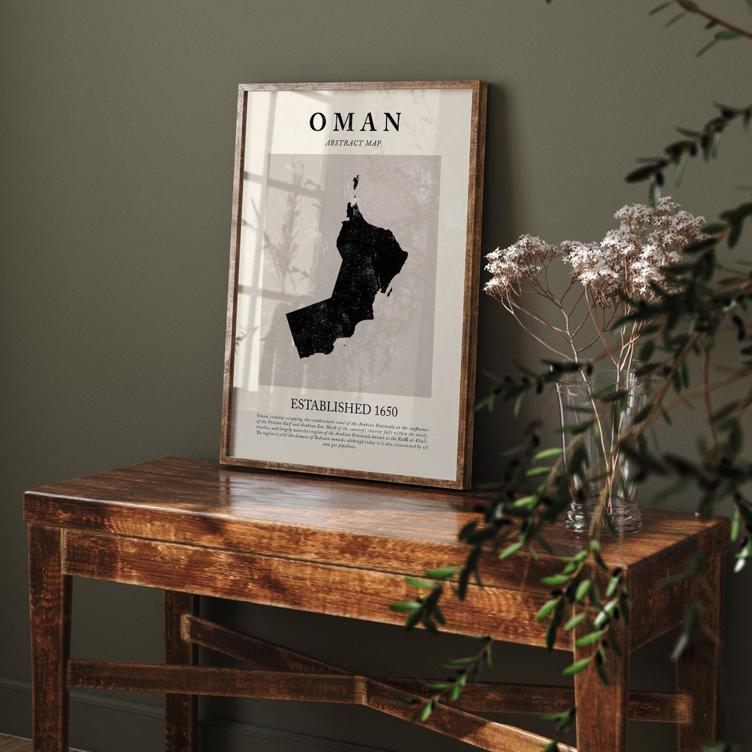 Oman Map Vintage Abstract Wall Art Print Picasso + Matisse Inspired Travel Poster
