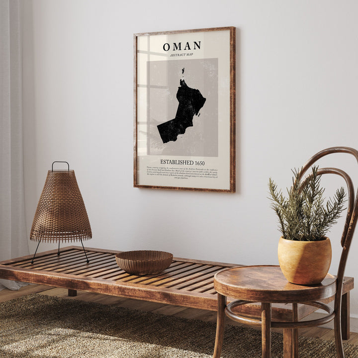 Oman Map Vintage Abstract Wall Art Print Picasso + Matisse Inspired Travel Poster