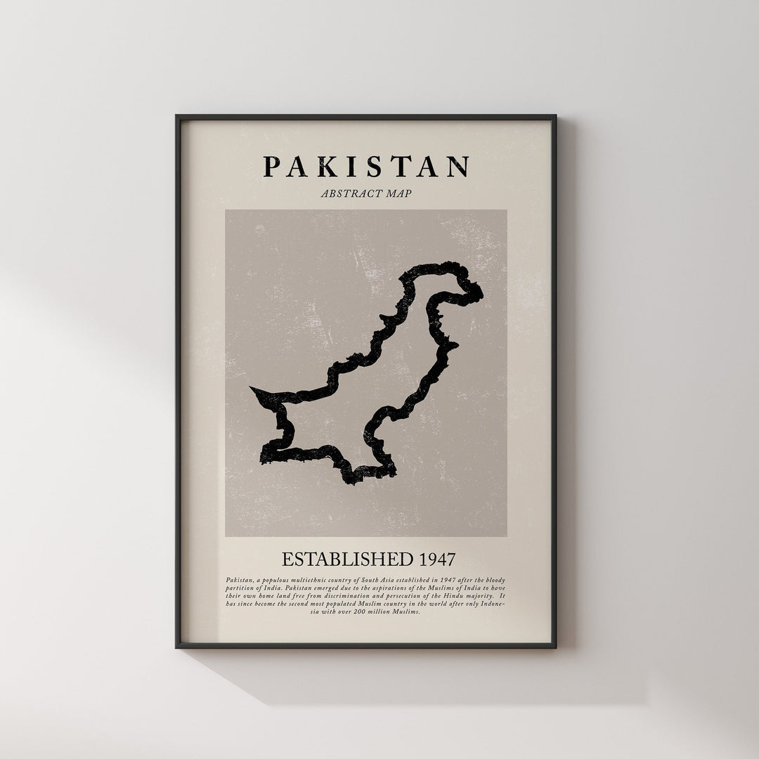 Pakistan Map Vintage Abstract Wall Art Print Picasso + Matisse Inspired Travel Poster