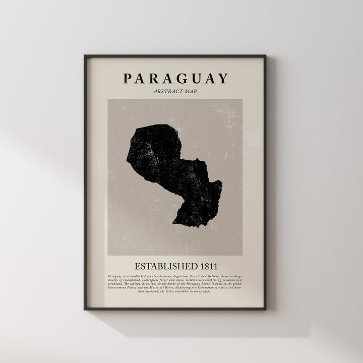 Paraguay Map Vintage Abstract Wall Art Print Picasso + Matisse Inspired Travel Poster