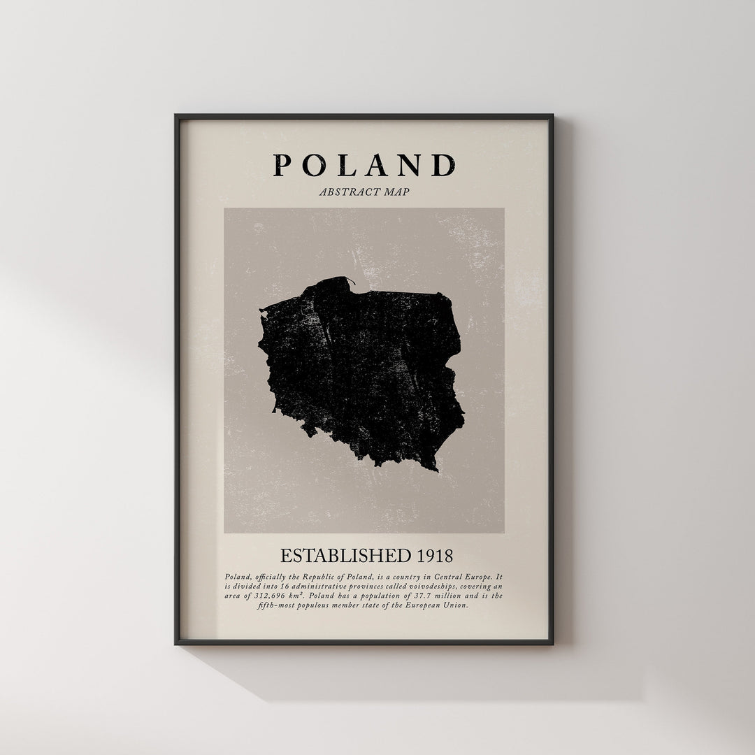 Poland Map Vintage Abstract Wall Art Print Picasso + Matisse Inspired Travel Poster