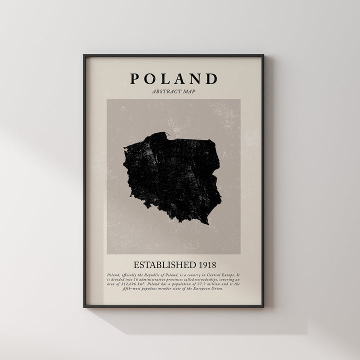 Poland Map Vintage Abstract Wall Art Print Picasso + Matisse Inspired Travel Poster