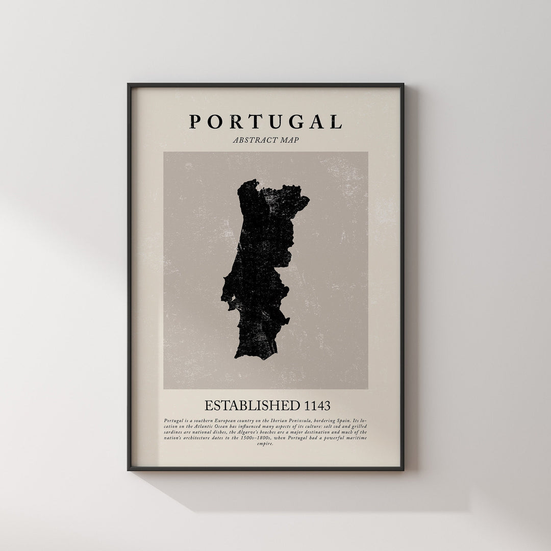 Portugal Map Vintage Abstract Wall Art Print Picasso + Matisse Inspired Travel Poster