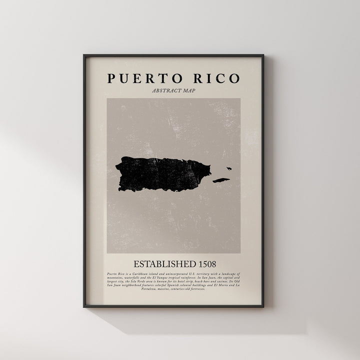 Puerto Rico Map Vintage Abstract Wall Art Print Picasso + Matisse Inspired Travel Poster