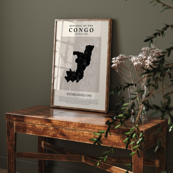 Republic Of The Congo Map Vintage Abstract Wall Art Print Picasso + Matisse Inspired Travel Poster