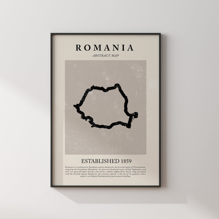 Romania Map Vintage Abstract Wall Art Print Picasso + Matisse Inspired Travel Poster