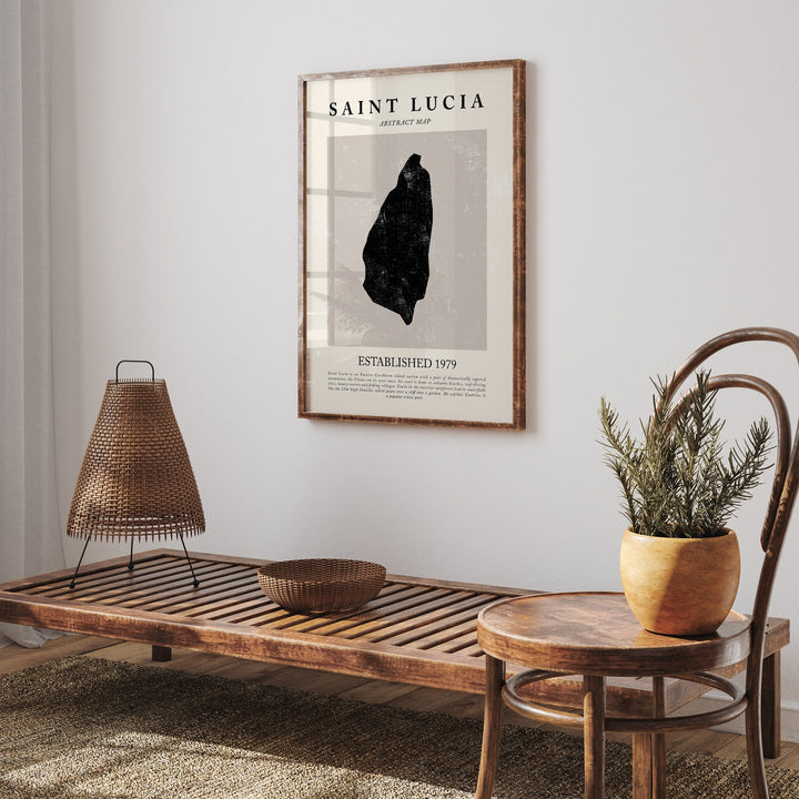 Saint Lucia Map Vintage Abstract Wall Art Print Picasso + Matisse Inspired Travel Poster