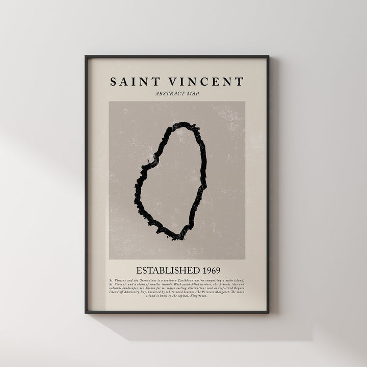 Saint Vincent Map Vintage Abstract Wall Art Print Picasso + Matisse Inspired Travel Poster