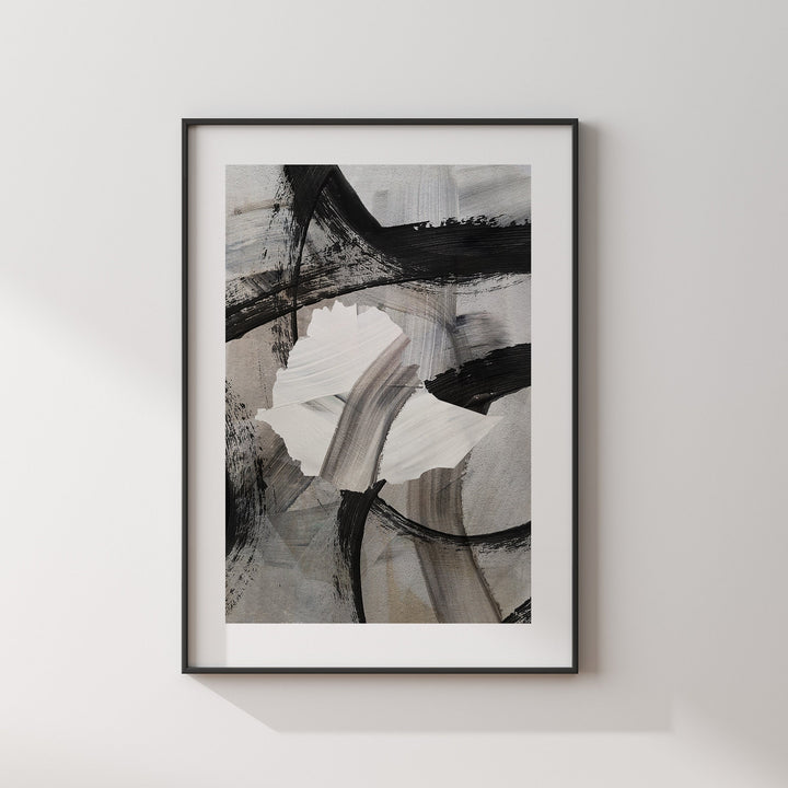 Ethiopia Map | Black & Grey Abstract Painting Map of Ethiopia Wall Art Print | Traval Poster