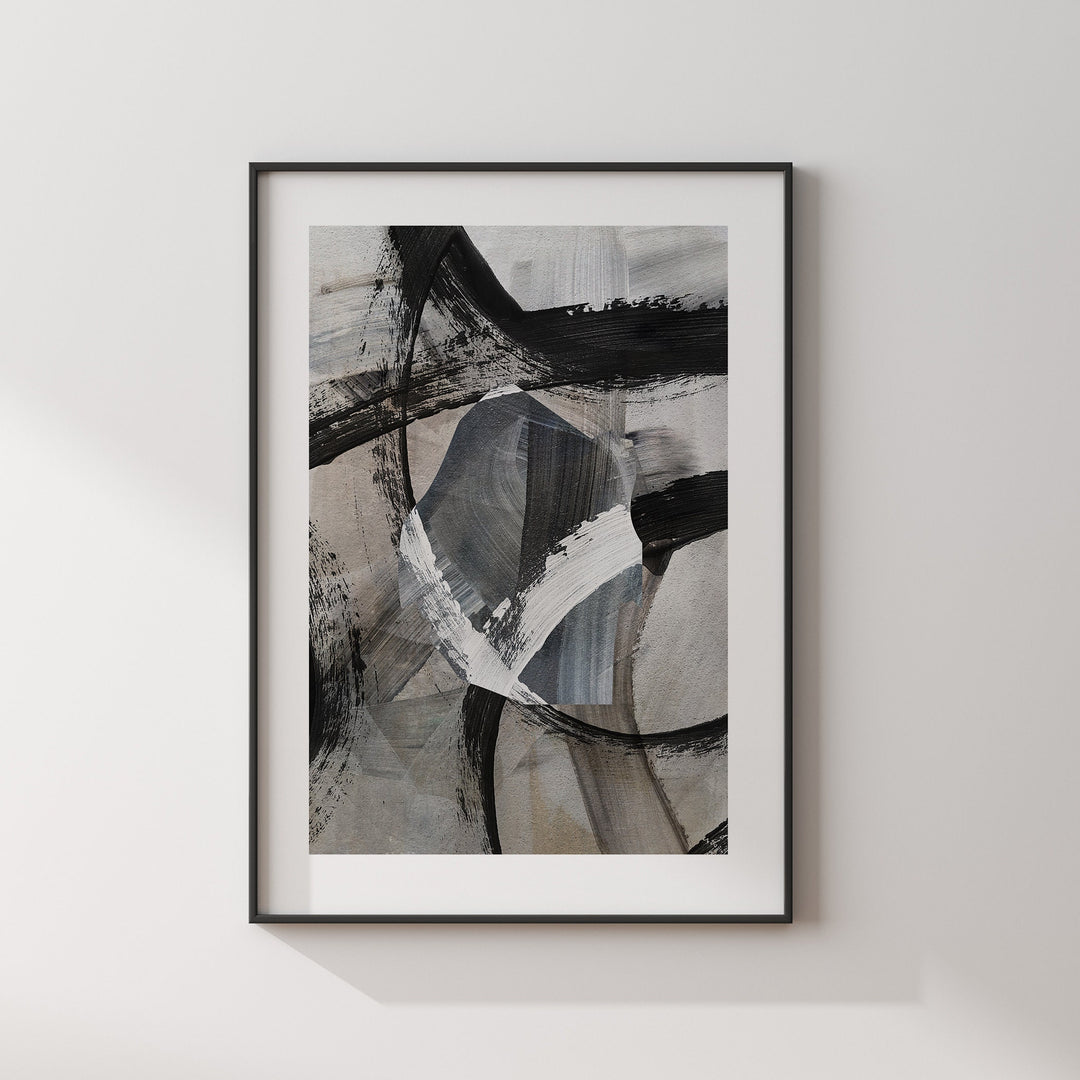 Eswatini Map | Black & Grey Abstract Painting Map of Eswatini Wall Art Print | Traval Poster