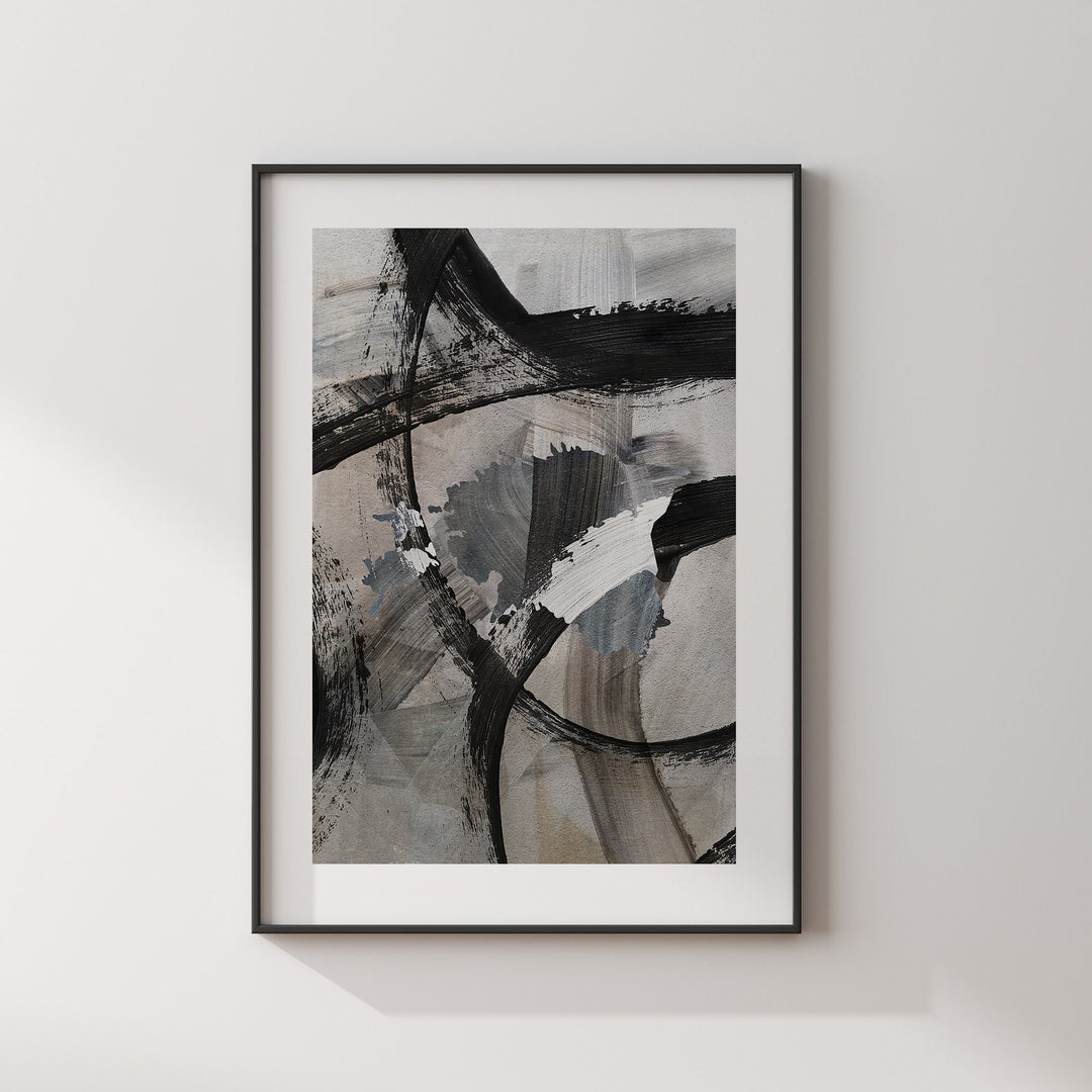 Estonia Map | Black & Grey Abstract Painting Map of Estonia Wall Art Print | Traval Poster