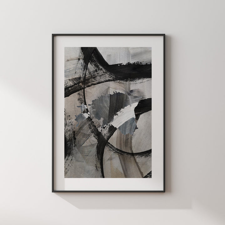 Estonia Map | Black & Grey Abstract Painting Map of Estonia Wall Art Print | Traval Poster