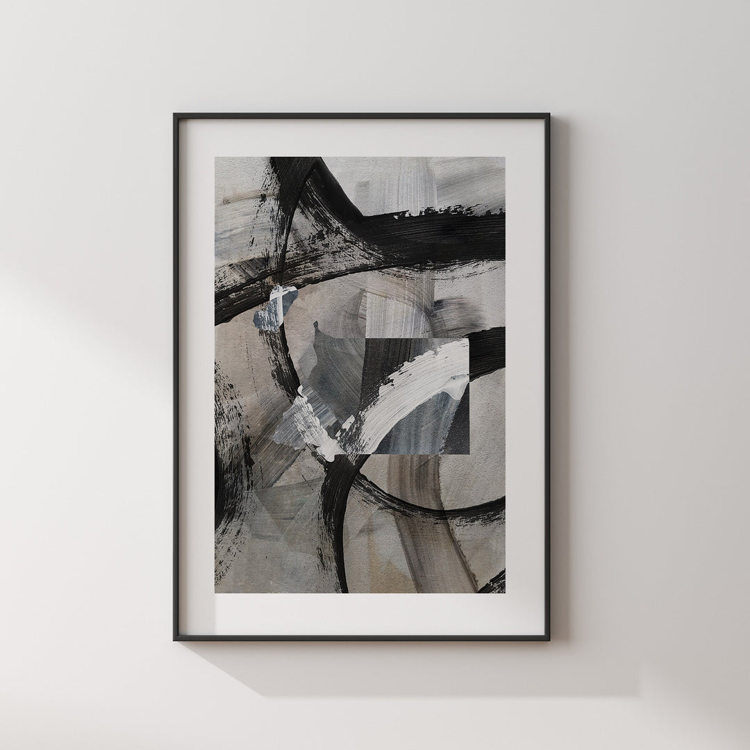 Equatorial Guinea Map | Black & Grey Abstract Painting Map of Equatorial Guinea Wall Art Print | Traval Poster