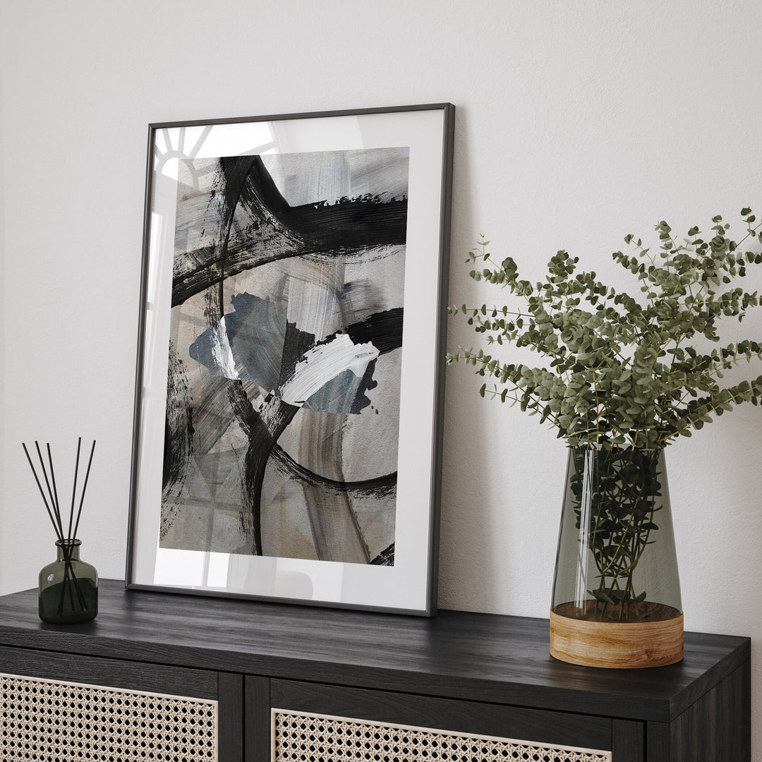 El Salvador Map | Black & Grey Abstract Painting Map of El Salvador Wall Art Print | Traval Poster