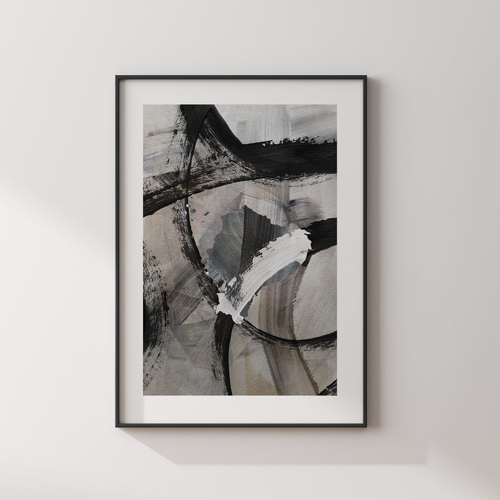 Ecuador Map | Black & Grey Abstract Painting Map of Ecuador Wall Art Print | Traval Poster