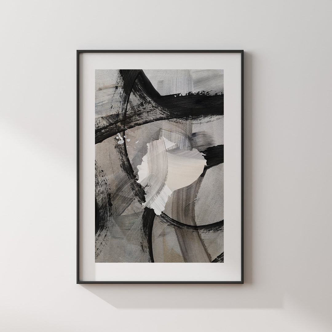 Ecuador Map | Black & Grey Abstract Painting Map of Ecuador Wall Art Print | Traval Poster