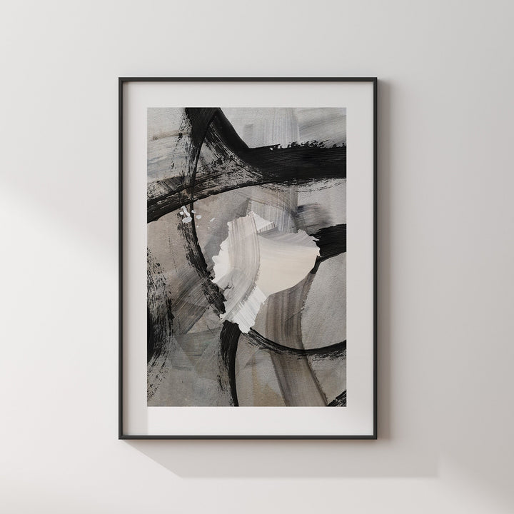 Ecuador Map | Black & Grey Abstract Painting Map of Ecuador Wall Art Print | Traval Poster
