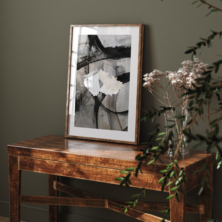Czech Republic Map | Black & Grey Abstract Painting Map of Czech Republic Wall Art Print | Traval Poster