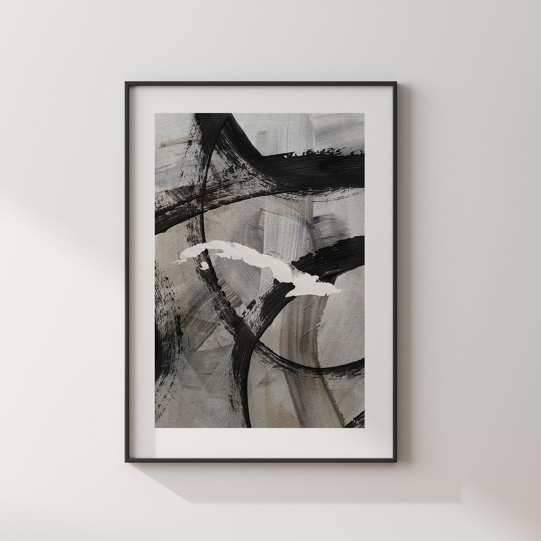 Cuba Map | Black & Grey Abstract Painting Map of Cuba Wall Art Print | Traval Poster