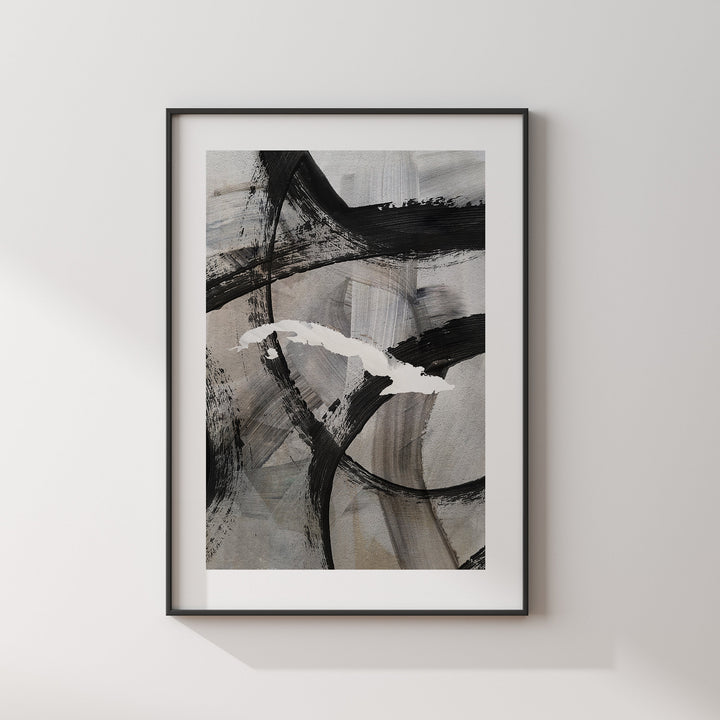 Cuba Map | Black & Grey Abstract Painting Map of Cuba Wall Art Print | Traval Poster