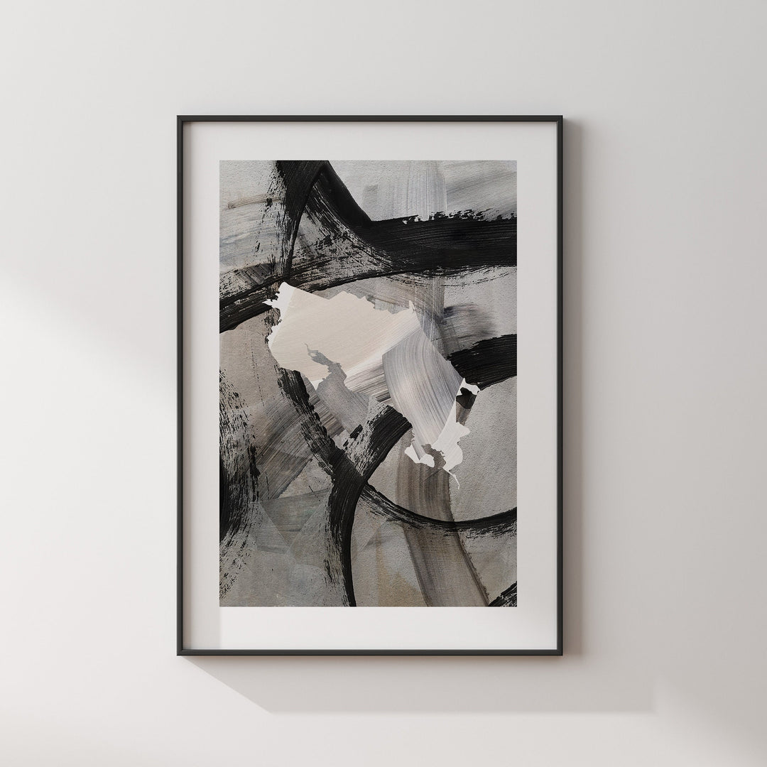 Costa Rica Map | Black & Grey Abstract Painting Map of Costa Rica Wall Art Print | Traval Poster