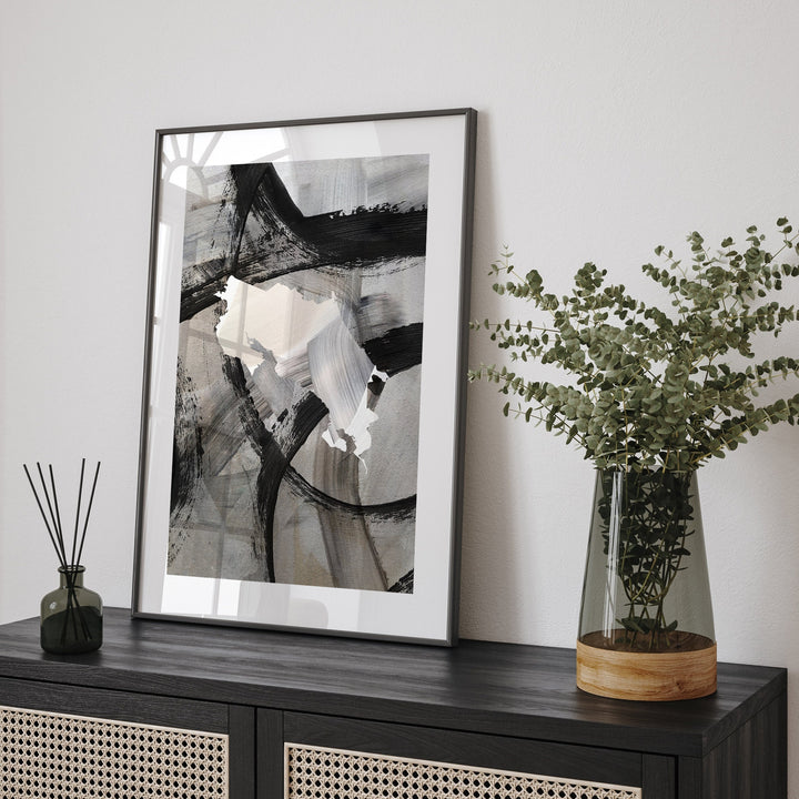 Costa Rica Map | Black & Grey Abstract Painting Map of Costa Rica Wall Art Print | Traval Poster