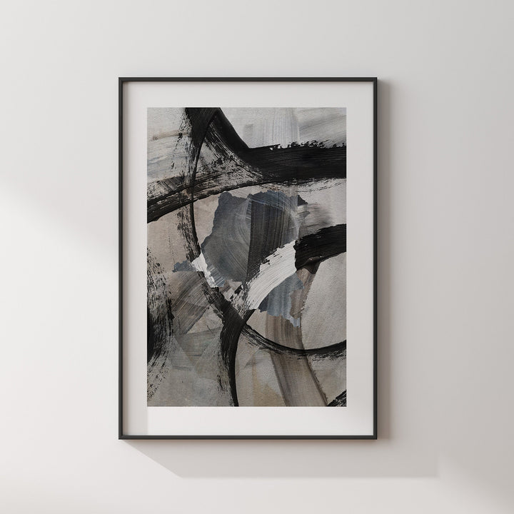 Congo Map | Black & Grey Abstract Painting Map of Congo Wall Art Print | Traval Poster