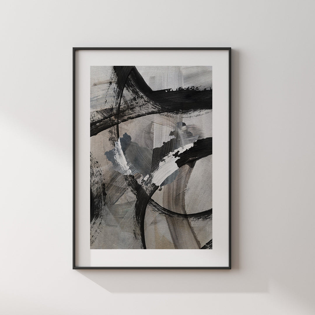 China Map | Black & Grey Abstract Painting Map of China Wall Art Print | China Traval Poster