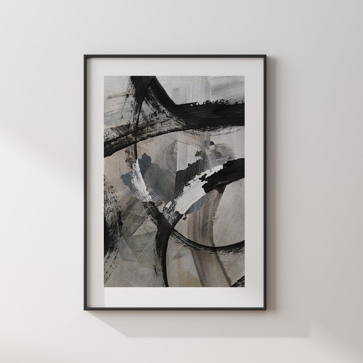 China Map | Black & Grey Abstract Painting Map of China Wall Art Print | China Traval Poster