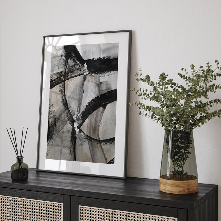 Chile Map | Black & Grey Abstract Painting Map of Chile Wall Art Print | Chile Traval Poster