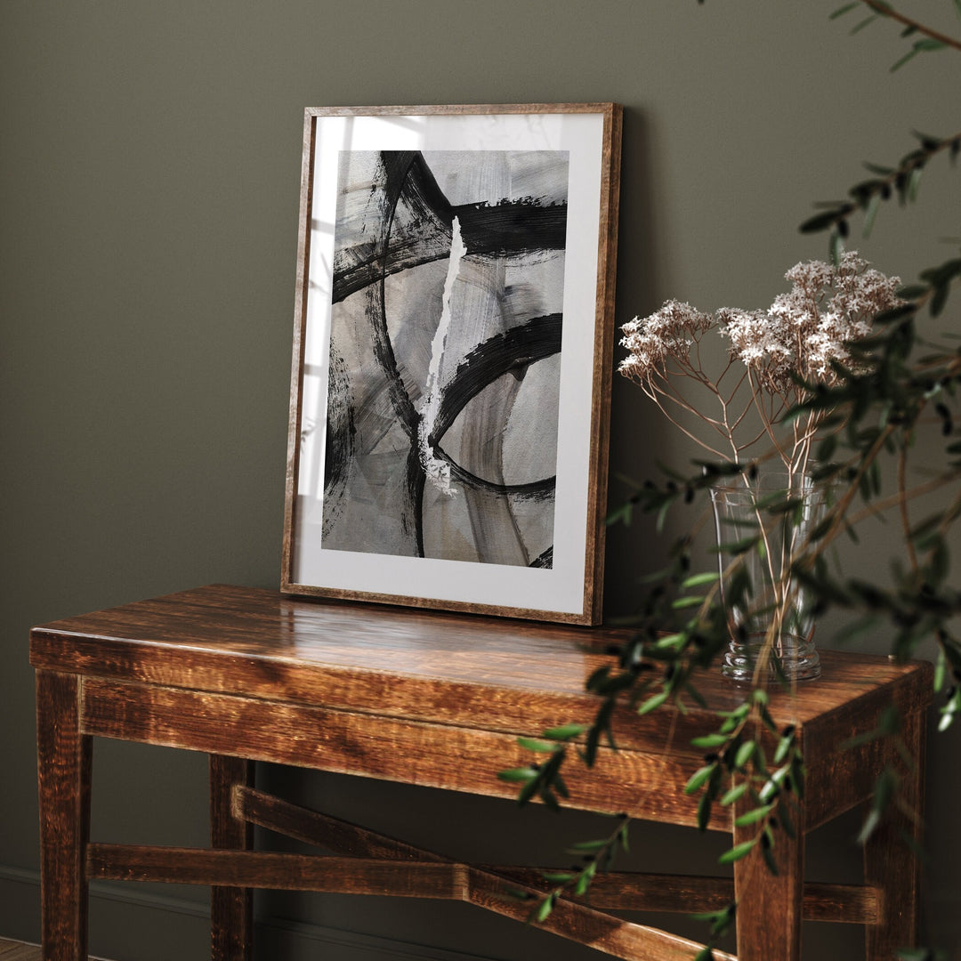 Chile Map | Black & Grey Abstract Painting Map of Chile Wall Art Print | Chile Traval Poster