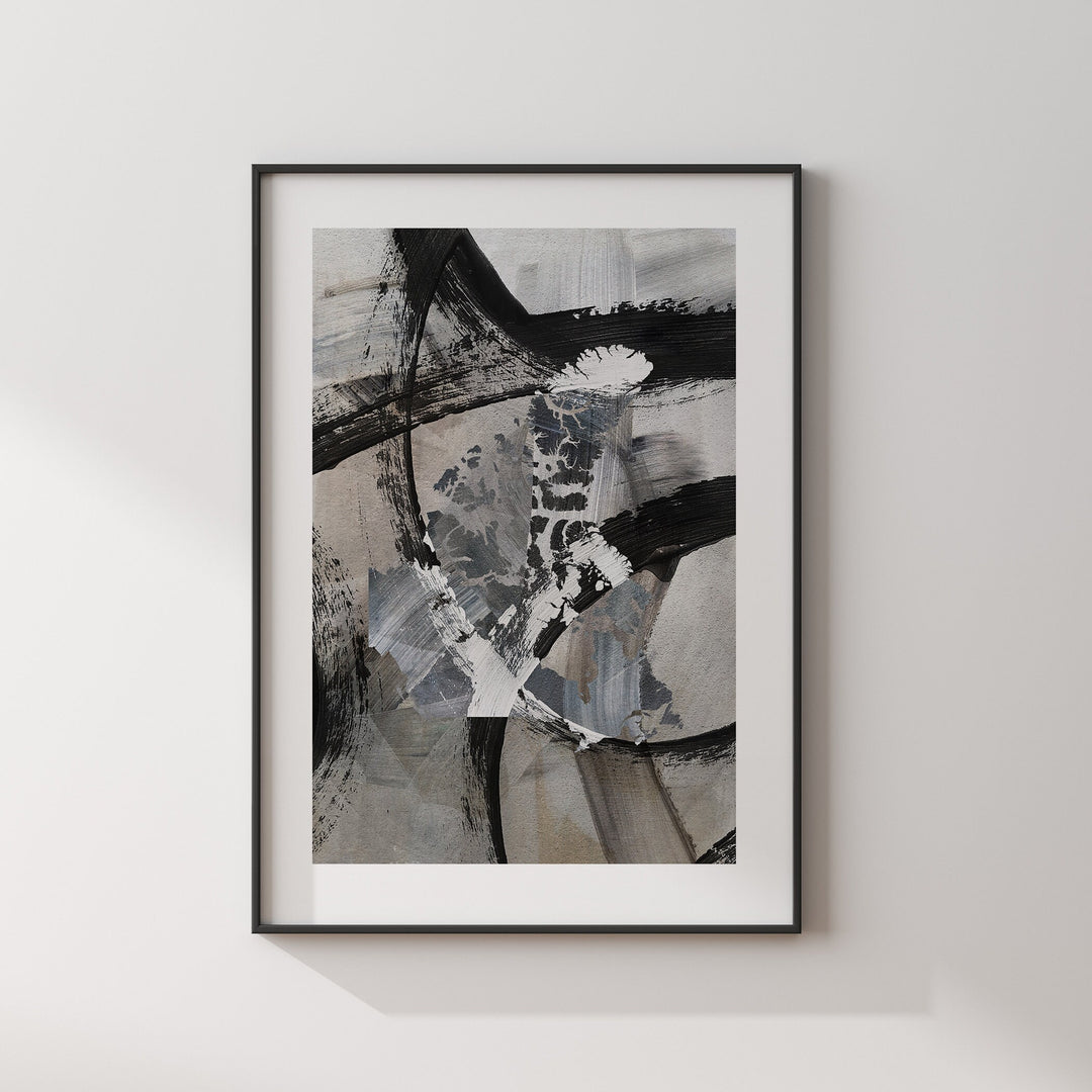 Canada Map | Black & Grey Abstract Painting Map of Canada Wall Art Print | Canada Traval Poster