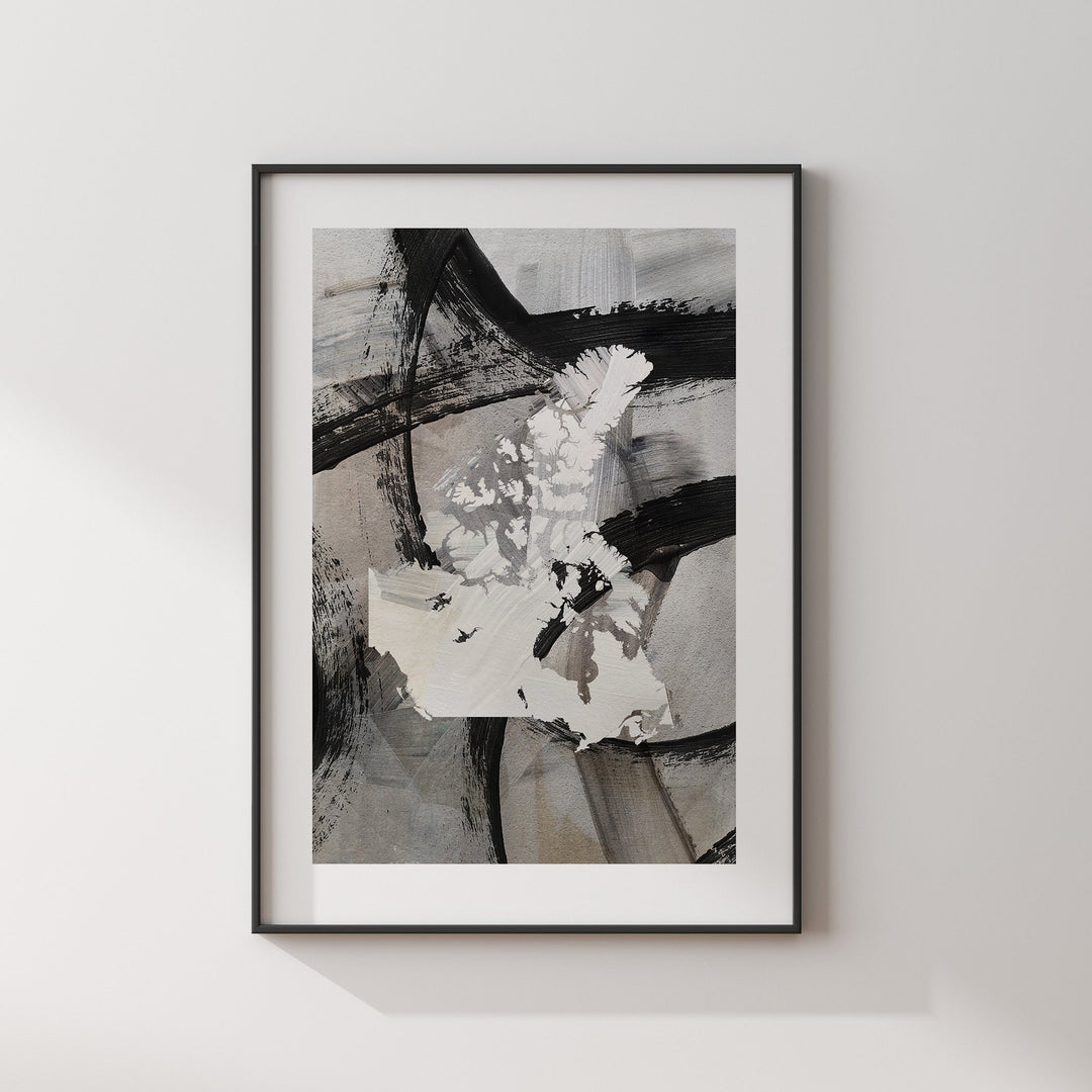 Canada Map | Black & Grey Abstract Painting Map of Canada Wall Art Print | Canada Traval Poster