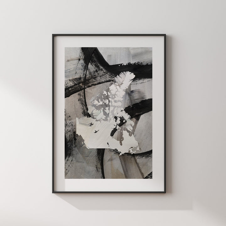 Canada Map | Black & Grey Abstract Painting Map of Canada Wall Art Print | Canada Traval Poster