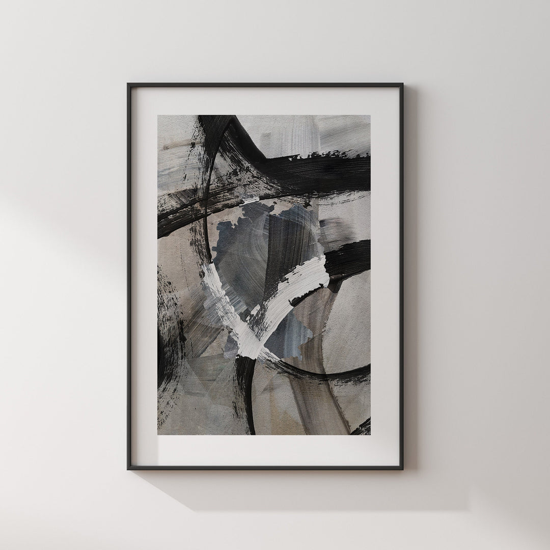 Germany Map | Black & Grey Abstract Painting Map of Germany Wall Art Print | Germany Traval Poster