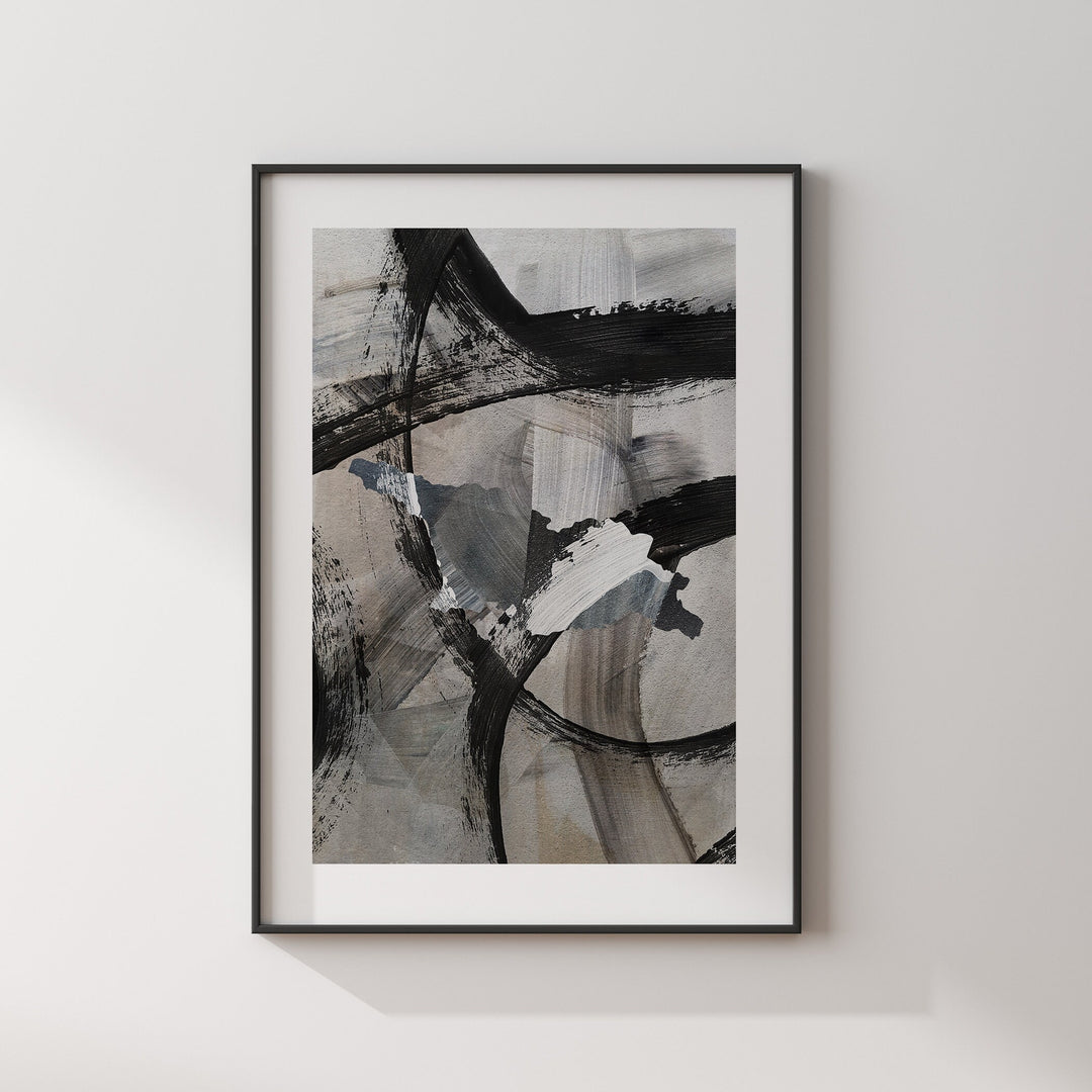 Georgia Map | Black & Grey Abstract Painting Map of Georgia Wall Art Print | Georgia Traval Poster