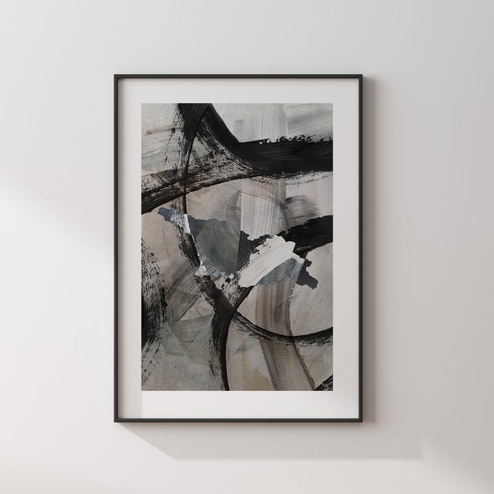 Georgia Map | Black & Grey Abstract Painting Map of Georgia Wall Art Print | Georgia Traval Poster