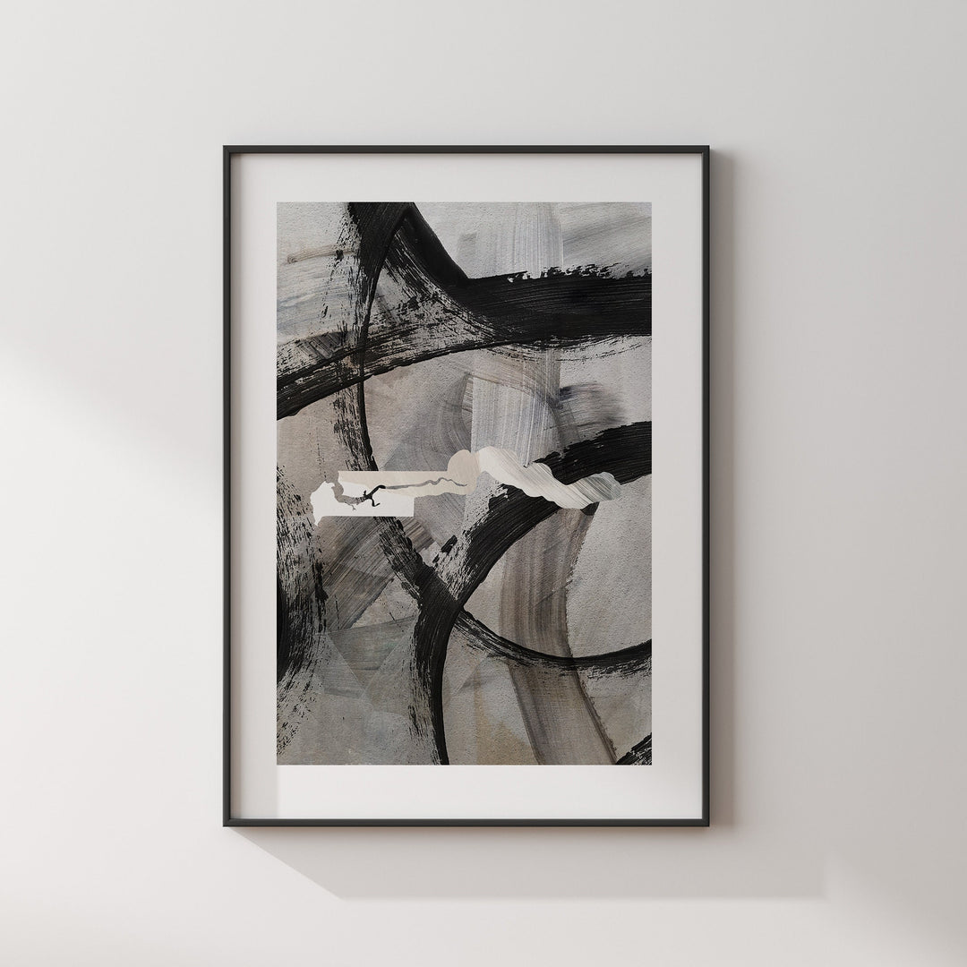 Gambia Map | Black & Grey Abstract Painting Map of Gambia Wall Art Print | Gambia Traval Poster