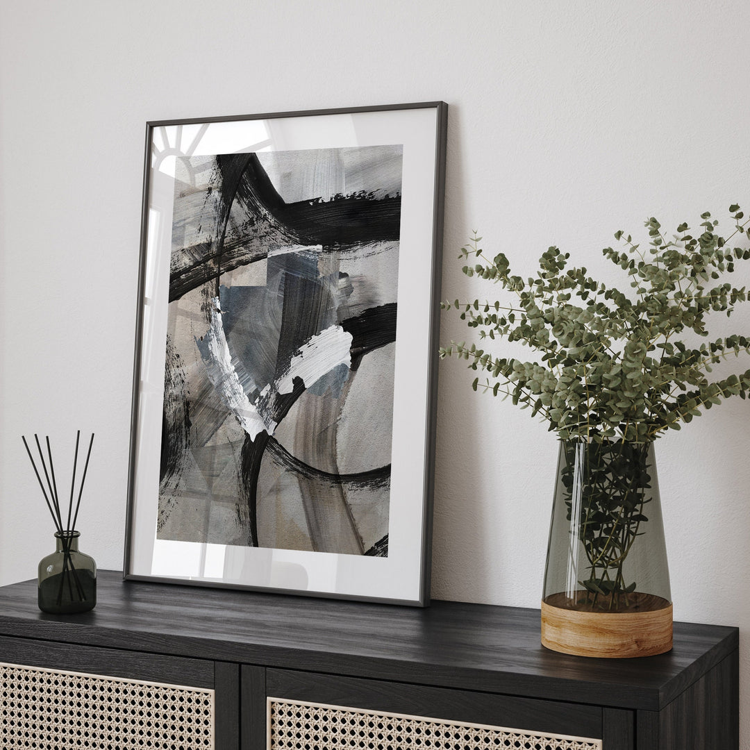 Gabon Map | Black & Grey Abstract Painting Map of Gabon Wall Art Print | Gabon Traval Poster