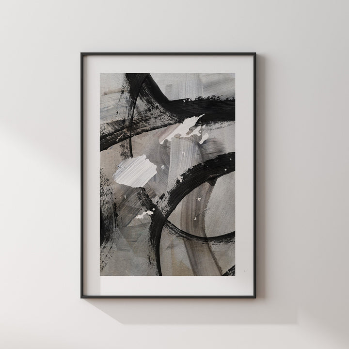 Fiji Map | Black & Grey Abstract Painting Map of Fiji Wall Art Print | Fiji Traval Poster