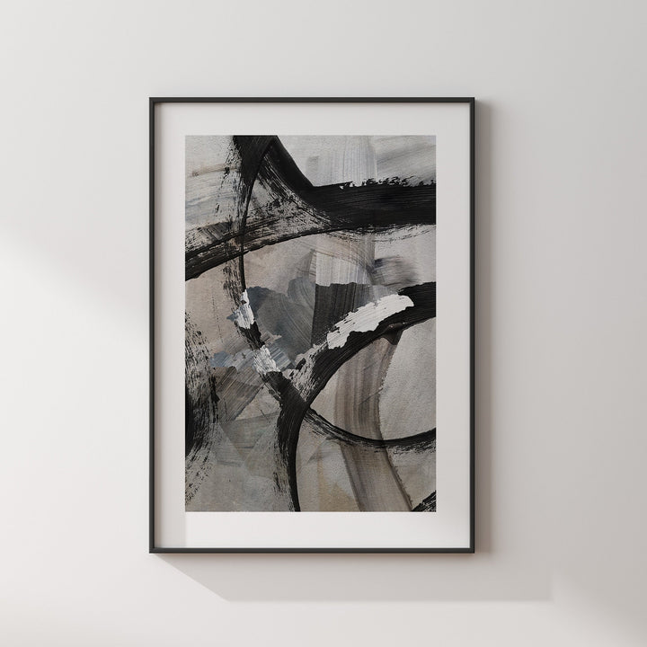 Kyrgyzstan Map | Black & Grey Abstract Painting Map of Kyrgyzstan Wall Art Print | Kyrgyzstan Traval Poster