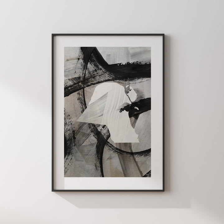 Kuwait Map | Black & Grey Abstract Painting Map of Kuwait Wall Art Print | Kuwait Traval Poster