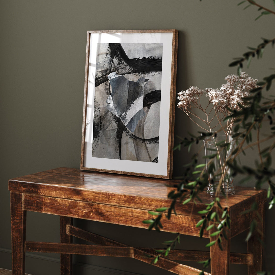 Kenya Map | Black & Grey Abstract Painting Map of Kenya Wall Art Print | Kenya Traval Poster