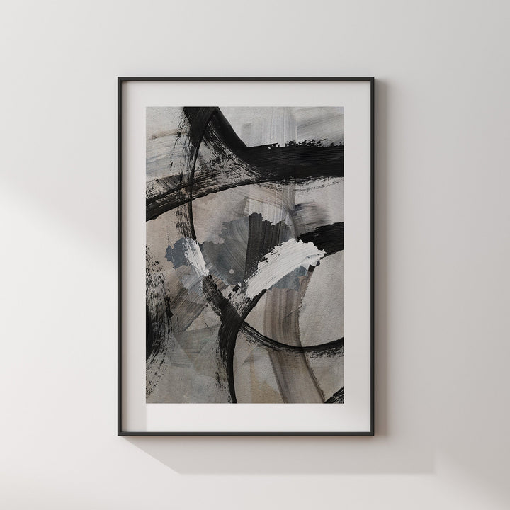 Kazakhstan Map | Black & Grey Abstract Painting Map of Kazakhstan Wall Art Print | Kazakhstan Traval Poster