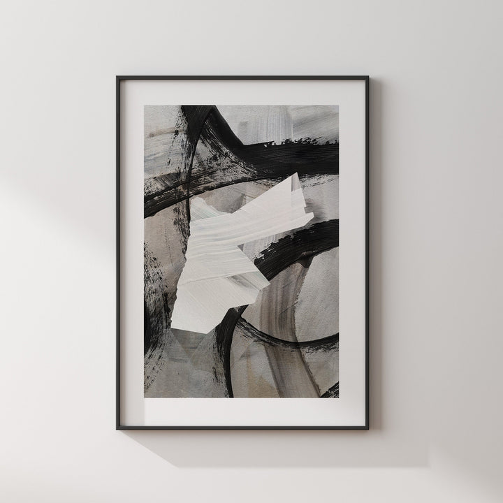 Jordan Map | Black & Grey Abstract Painting Map of Jordan Wall Art Print | Jordan Traval Poster