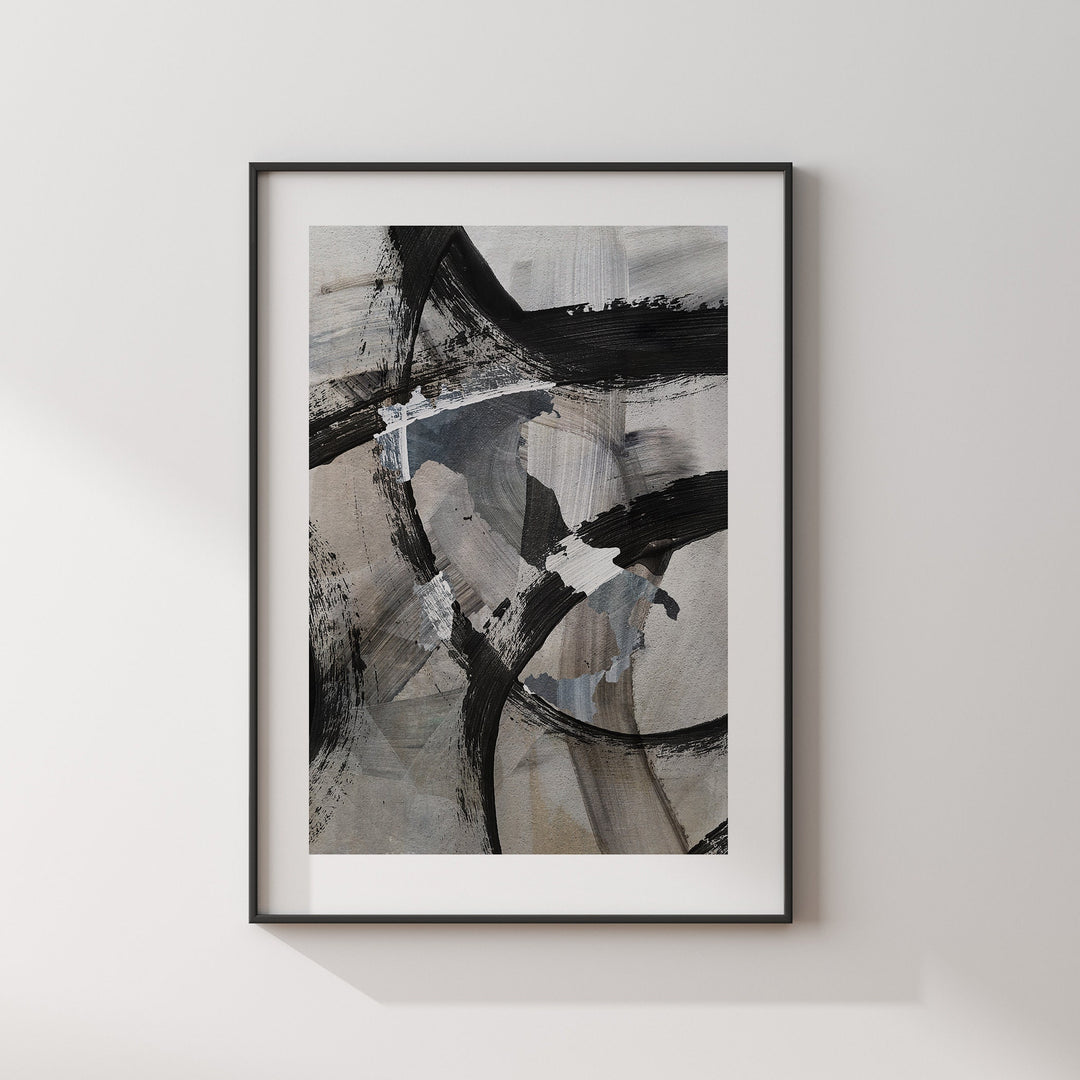 Italy Map | Black & Grey Abstract Painting Map of Italy Wall Art Print | Italy Traval Poster