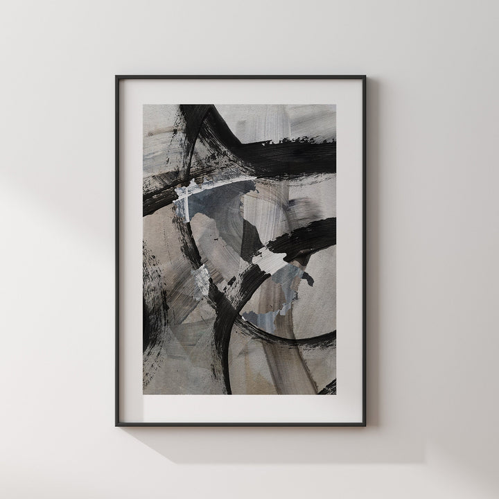 Italy Map | Black & Grey Abstract Painting Map of Italy Wall Art Print | Italy Traval Poster